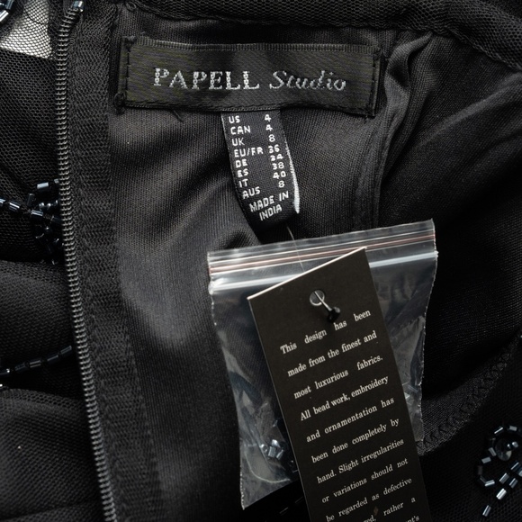 Adrianna Papell - Mesh-Sleeve Beaded Dress - Picture 8 of 13